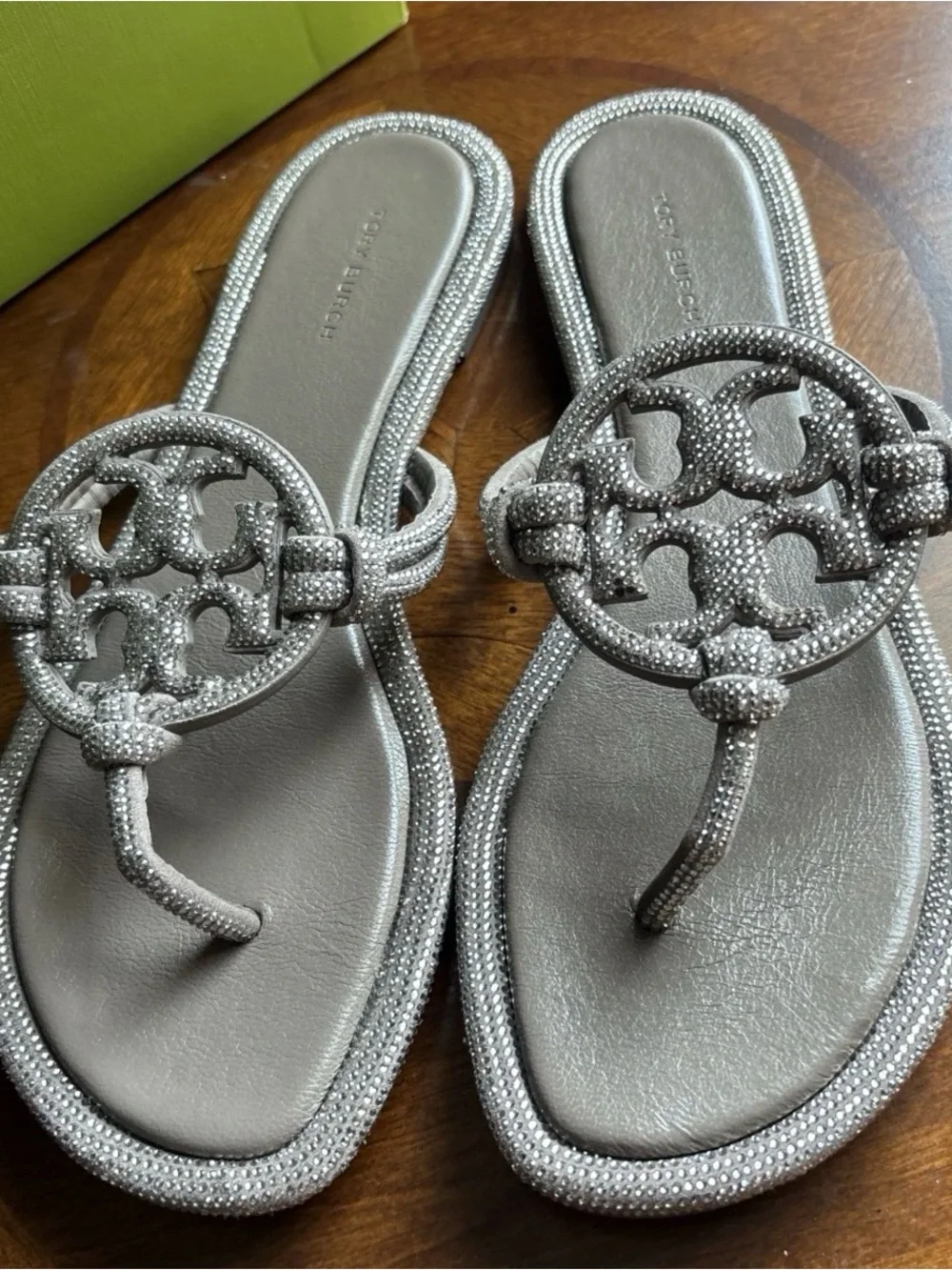 New Tory Burch Sandals Women's Size 9mColor Dark Clay Miller Knotted Pave